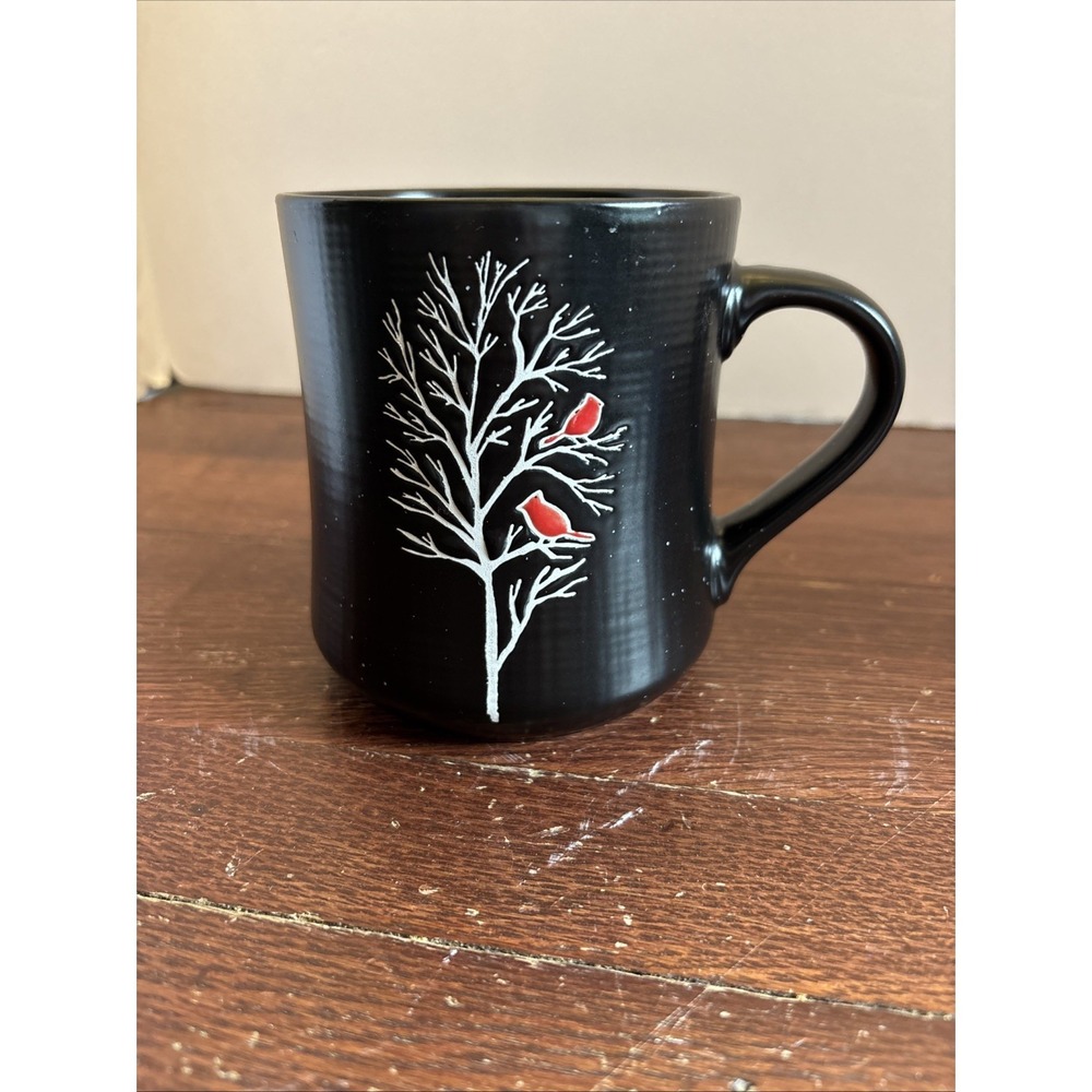 Peppermint & Pine Christmas Coffee Cocoa Mug Winter Tree With Cardinals